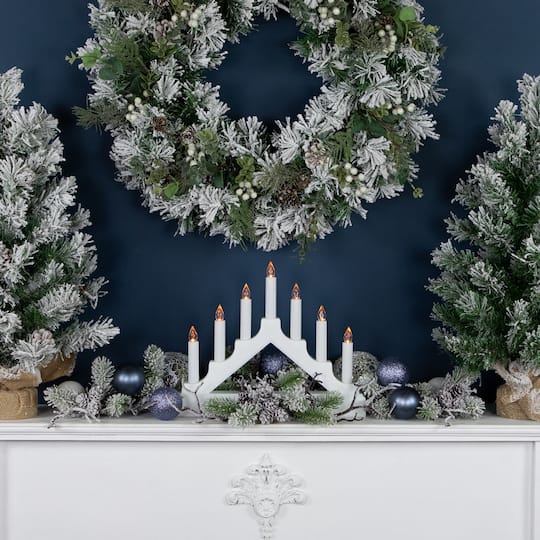 13.5" Pre-Lit LED 7-Tier White Candelabra Christmas Decoration